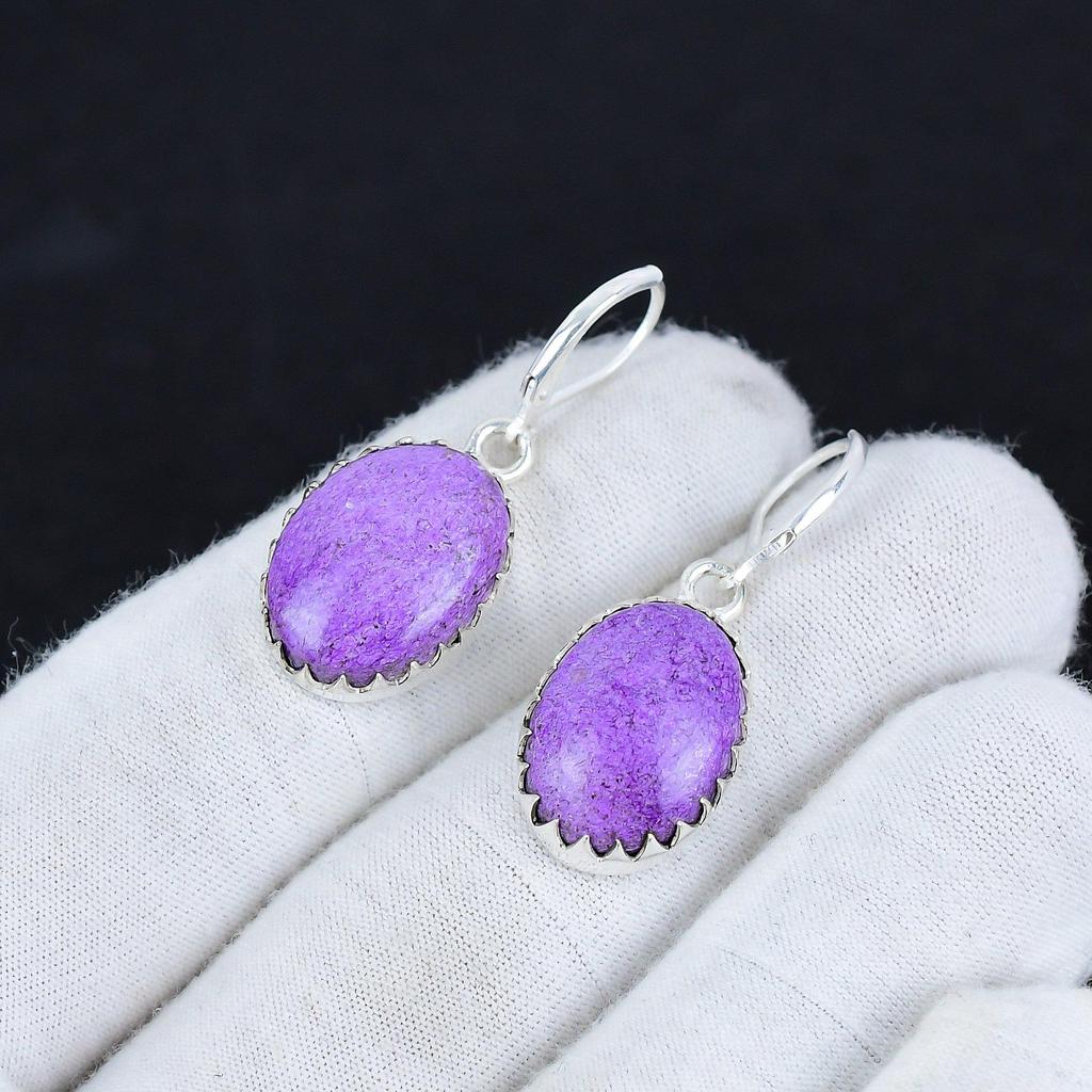 Серьги из стерлингового серебра 925 пробы с натуральным пурпуритом, серьги-подвески из серебра в стиле бохо, подарки на День матери, подарки для нее