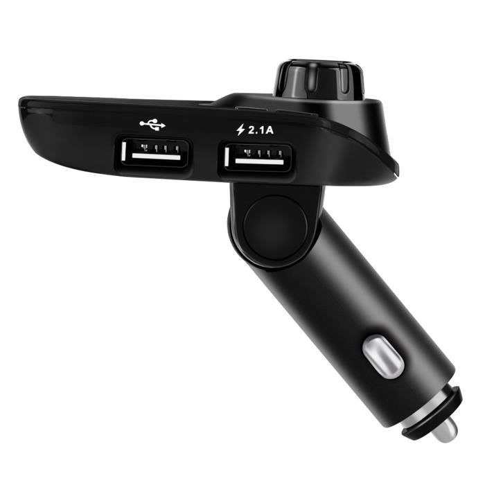 Qiilu Kit voiture Bluetooth T11 Bluetooth Kit mains libres sans fil pour voiture Lecteur MP3 Transmetteur FM Chargeur USB