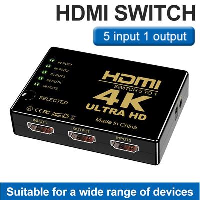 5 в 1 выход HDMI-переключатель-сплиттер 5x1 HDMI-совместимый коммутатор 4K HD 1080P HD-MI Switcher Box видео-аудио адаптер для HDTV ПК