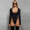 Y2K Long Sleeved Sexy Tight Fitting Street Clothing Y2k Retro Casual Slim Fit Basic Jumpsuit