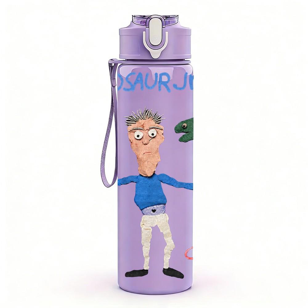 1PC Dinosaur Jr Cartoon 750ml sports water bottle leakproof straw lid outdoor office home