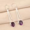 Натуральный Аметист Драгоценный Камень 925 Стерлинговое Серебро Ручной Работы Женские Серьги-Крючки 2.63" EE-136-11