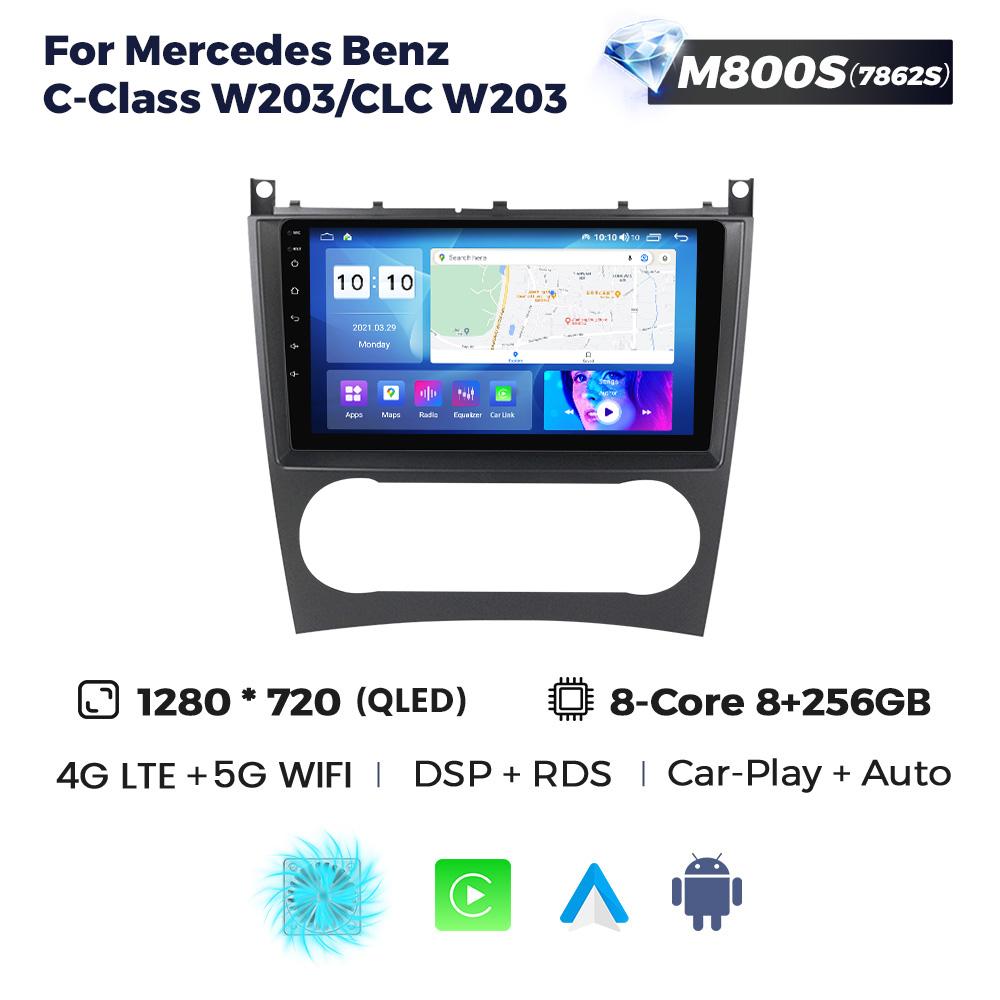 8G+256G IPS Android автомобильный мультимедийный плеер Авторадио GPS для Mercedes Benz C-Class W203/CLC W203/CLK W209 Радио Навигация Без DVD