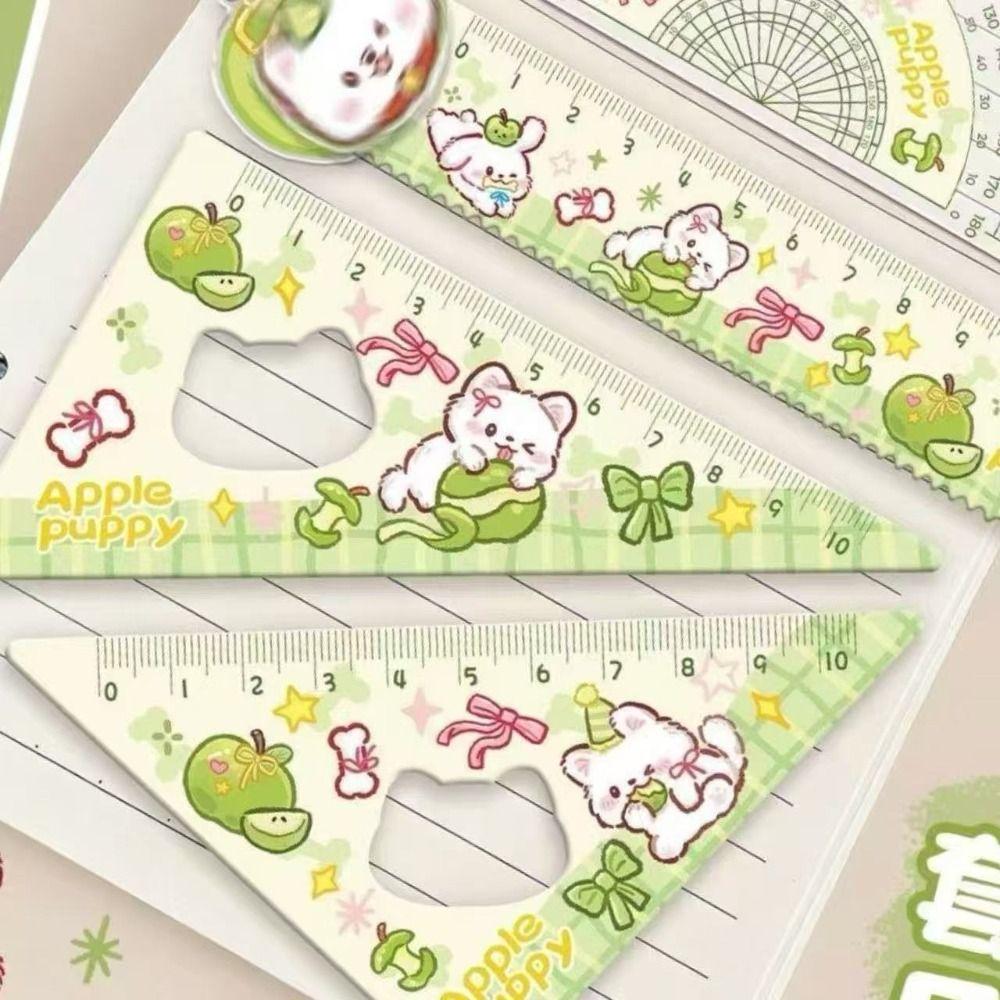 4pcs Acrylic Straight Ruler Measurement Drawing Stationery Set Square Protractor School Office