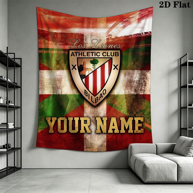 Custom Athletic Club Bilbao Wall Hanging Printed Fabric Blanket Decorative Tapestries for Bedroom Living Room Home Decor