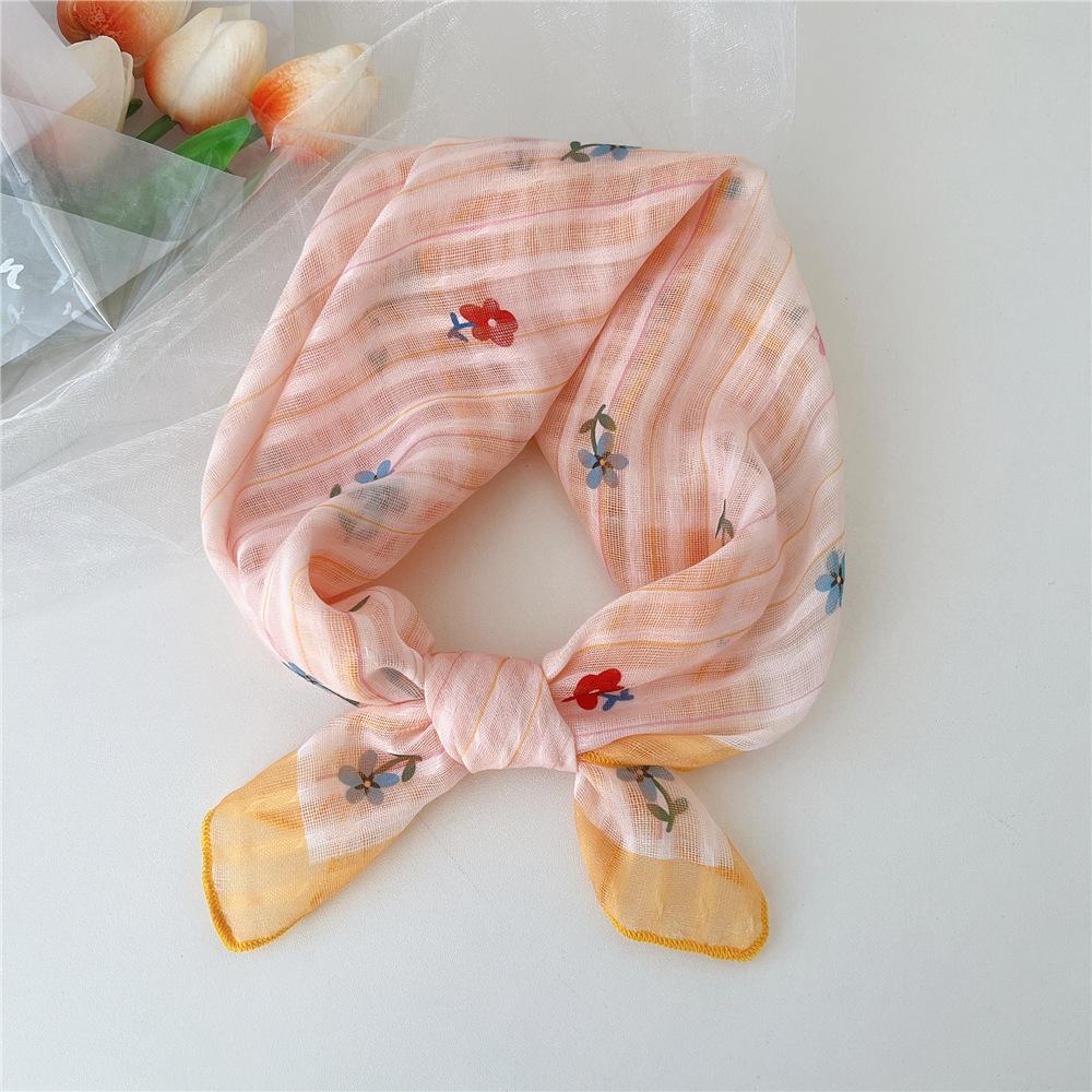 Маленький квадратный шарф из хлопка и льна, шелковый шарф, женский, весна и осень, новый стиль, художественный и универсальный, модный, темпераментный шарф-повязка на голову