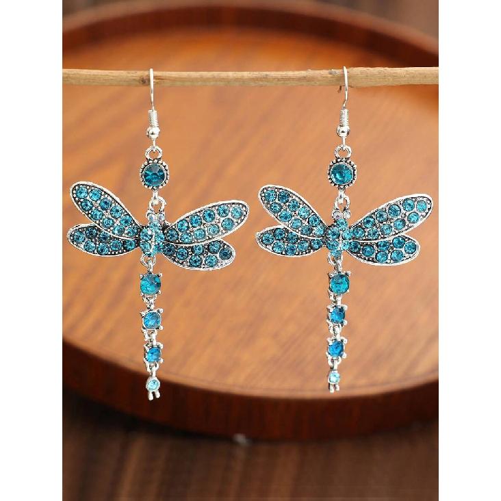 2pcs Vintage Butterfly Long Earrings, Insect Dragonfly Earrings, Unique Animal Dragonfly Pendant Earrings For Women
