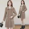 Imitation Lambskin Mid-Length Winter Coat for Women, 2022 Korean Style, Large Sizes Available