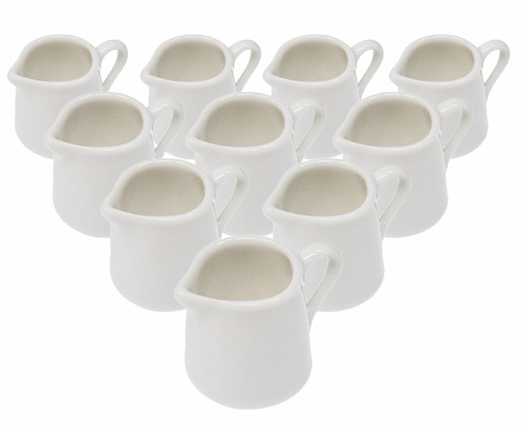 Set of 10 Single-Serve 10ml Milk Pitchers, Ceramic, Creamer, Microwaveable, Dishwasher Safe, Pure White, Made In Japan, Mino Ware, ACS WEB SHOP