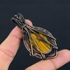 Tiger Eye Gemstone Pure Copper Wire Wrapped Handmade Pendant Jewelry