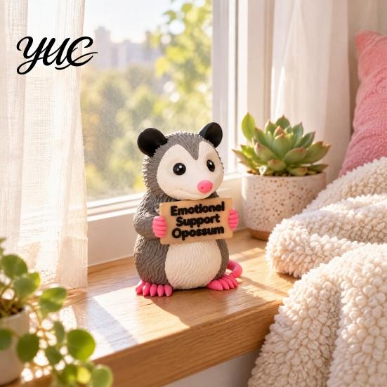 Opossum Collectible Figure Emotional Support Figurine, 3D Printed Statue, Tabletop Figurine Animal Sculpture for Home Office Desktop Decoration Shaped
