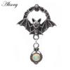 Alisouy 2PCS Stainless Steel Bat Round Opal Pendant Ear Tunnels Plugs Expander Stretcher Gauge Earrings Piercing Body Jewelry
