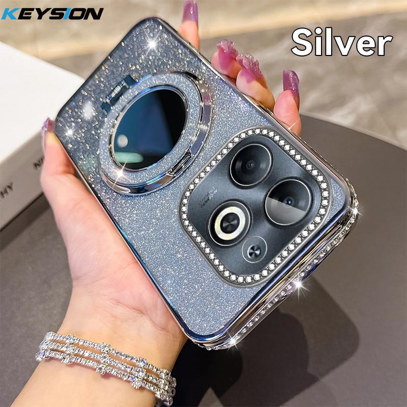 KEYSION Роскошный блестящий магнитный чехол с драгоценностями для телефона TECNO Spark Go 2023 20 20C Pop 8 с подставкой-зеркалом для макияжа, противоударный чехол