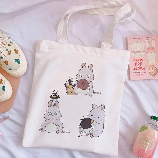Ladies Fashion Trend Shopping Bags Printed Kawaii Bags Harajuku Shopping Canvas Shopping Bags Girls Handbags Handbags Shoulder L