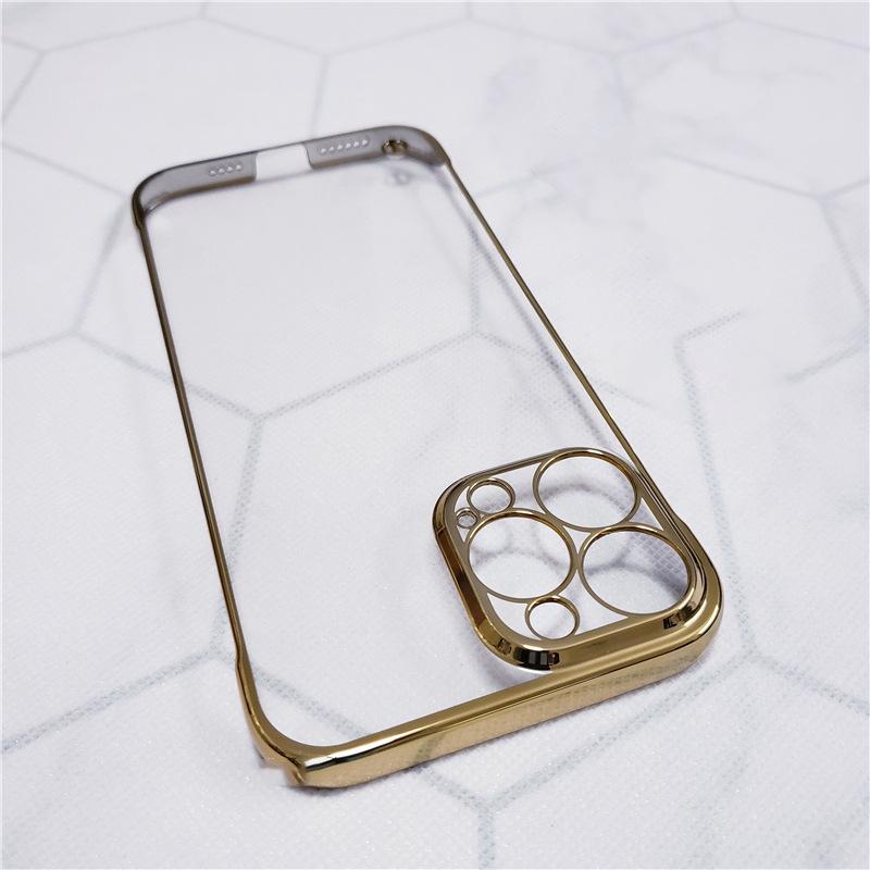 Suitable for iPhone 17, transparent electroplated frameless case, ultra-thin heat dissipation for Apple 16 Pro Max, hard and shockproof for iPhone 15