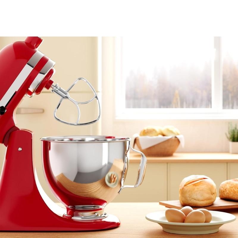 Heavy Duty Stainless Steel Flat Beater Replacement for 4.5-5QT Bowl Lift Stand Mixer Easy Attachment Accessories