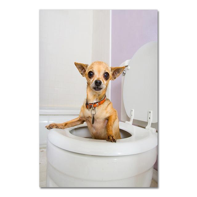 Скандинавский стиль, туалетная собака, газета, постер с животными, забавная мультяшная картина, украшение для детской комнаты, художественный декор, холст, картина без рамки