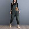 Patchwork Pocket Suspender Women's Spring Fall Fashion Vintage Casual Jeans Premium Denim Jumpsuit