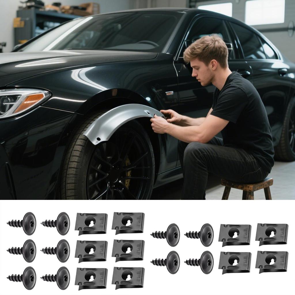 Automotive Screws and Clips Auto U Nut and Screw Clip Metal Rustproof Repair Accessories for RVs Trucks Vehicle Owners Dashboard