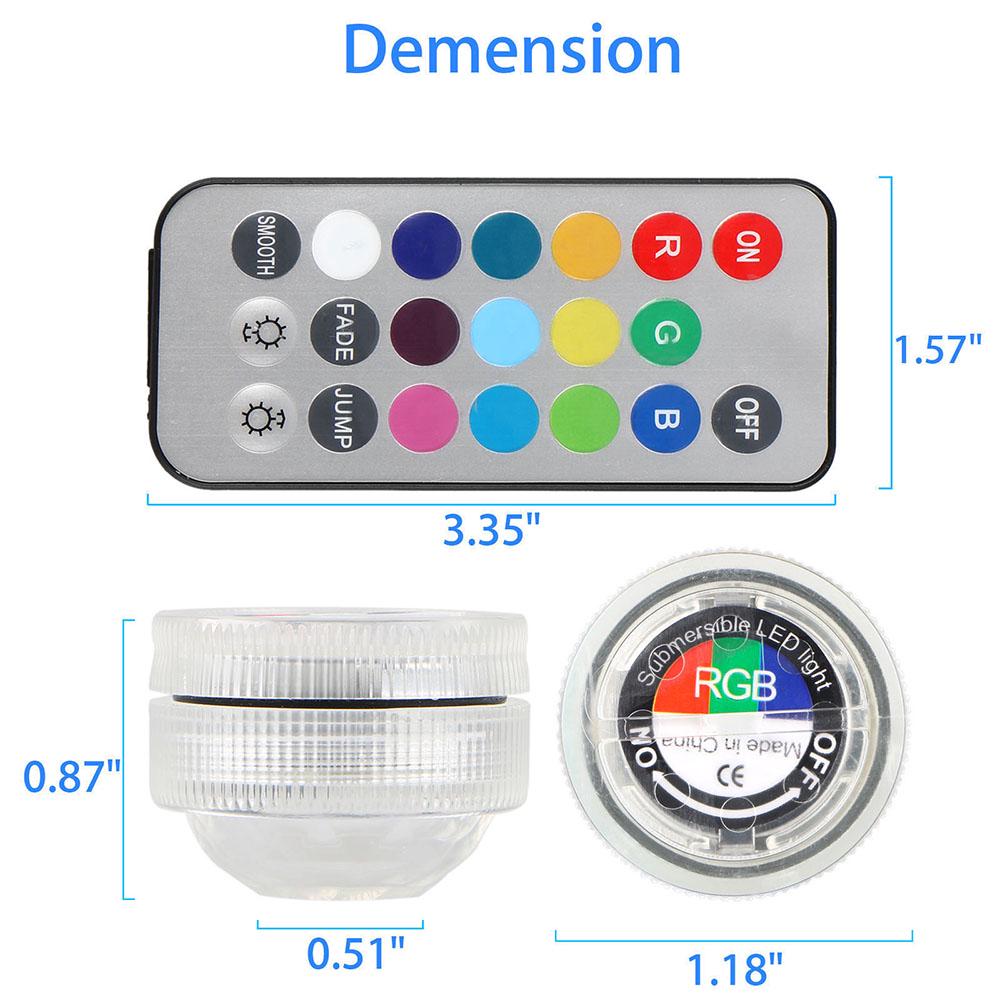 Decorations Waterproof Super Bright RGB 3 LED Light Remote Controller Submersible Lamp