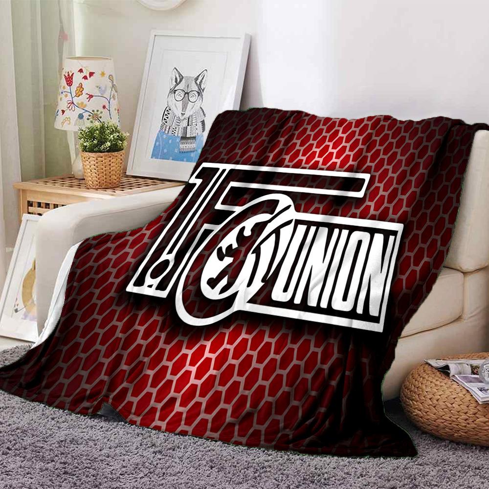 Union Football Emblem Flannel Blanket, Soft Polyester, Modern Design, All-Season for Camping, Travel, Gifts for holidays or birthdays