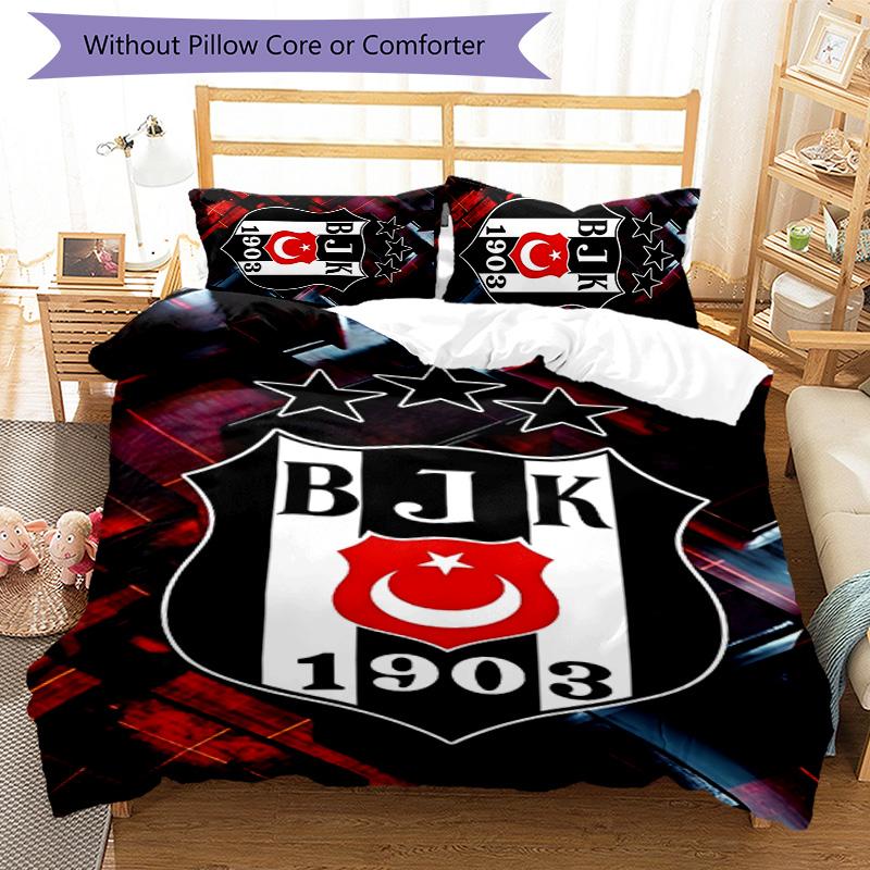 3pcs BJK Design Cover Set - HD Printed Bedding with 1 Cover and 2 Pillowcases - Perfect for Home and Dorm Decor