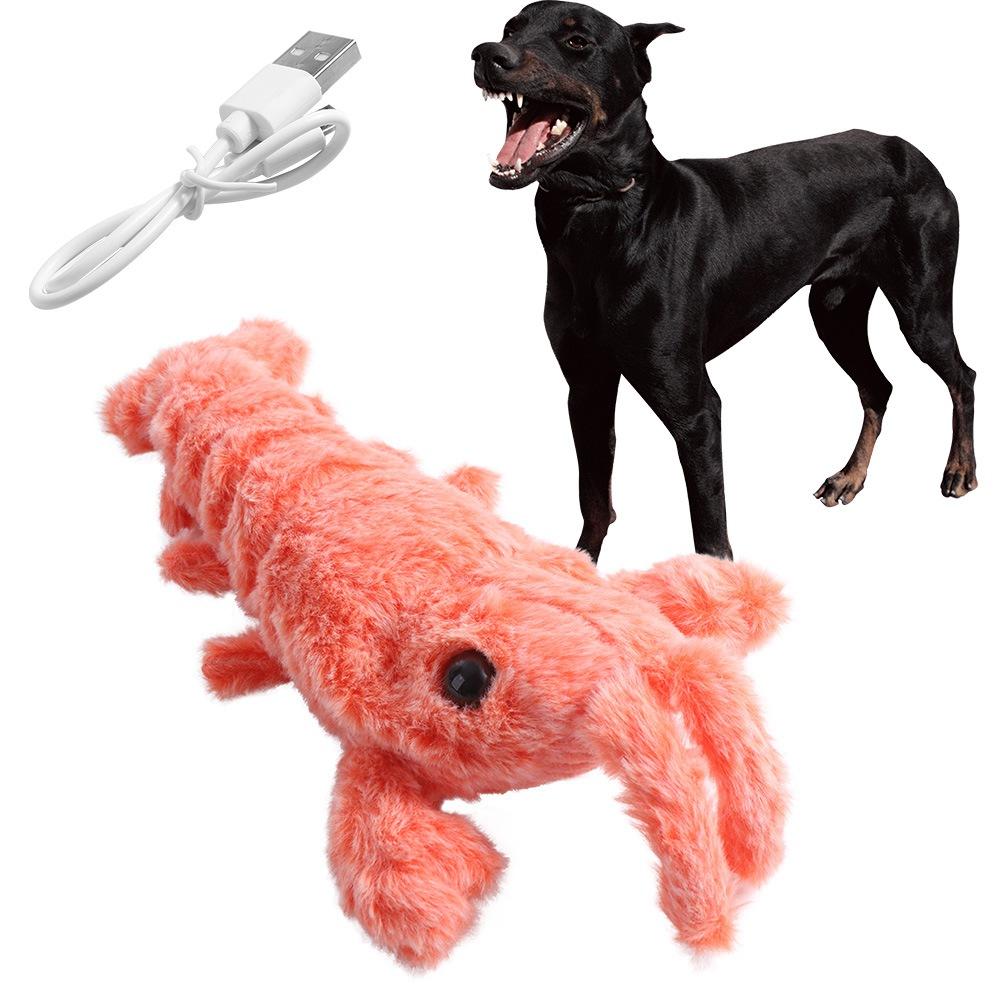USB Charging Lobster Cats Dancing Moving Washable Electric Pet Squeaky Simulation Jumping Shrimp Dogs Interactive Outdoor