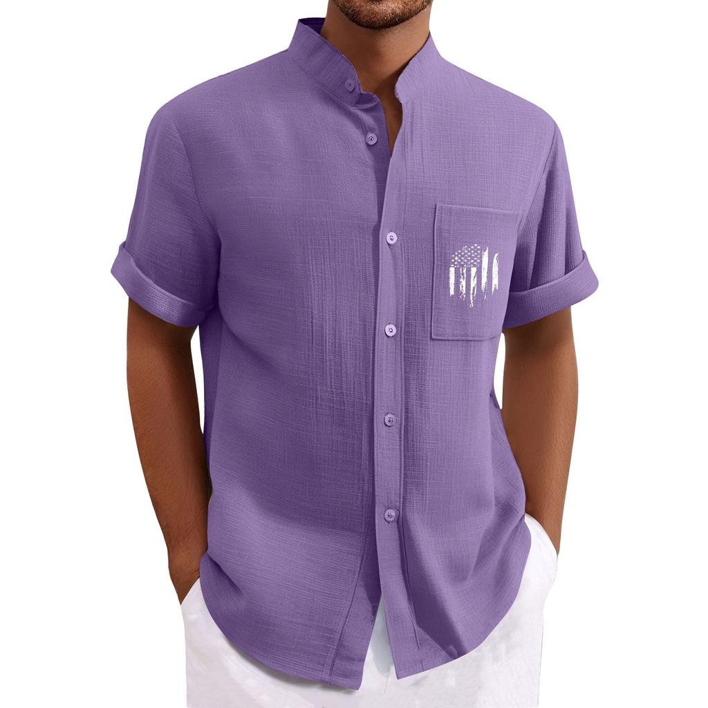 Men'S Casual Loose Short Sleeved Printed Shirt With Fashionable Top