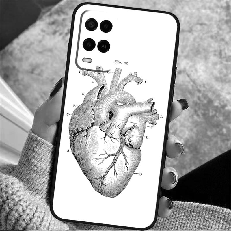 Человеческое сердце Анатомия Чехол для OPPO A72 A52 A54S A57S A17 A77 A74 A94 A5 A9 A53 A15 A16 A76 A96 A18 A58 A78 A98