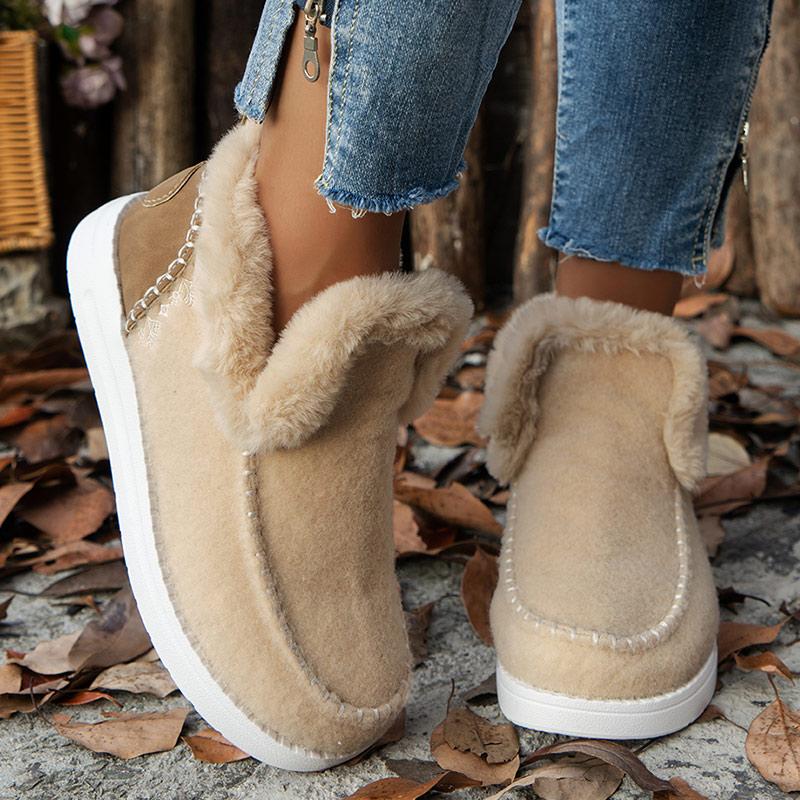2025 Mujer Slip On Winter Shoes Female Flat Footwear Boots New Women Winter Boots Fur Shoes Women Ankle Boots Snow Botas