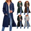 Loose Zip Long Cardigan Jacket Women's Hooded Sweatshirt Long Coat With Pocket