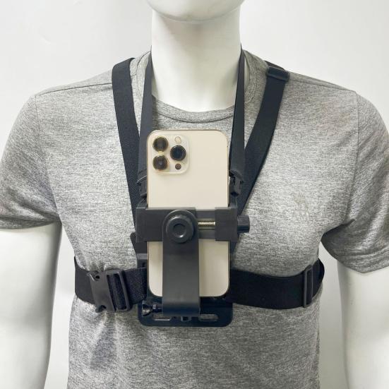 Phone Mount Holder Chest Strap Action Camera Bracket Adjustable Easy To Install 360-Degree Rotation Phone Clip Chest Strap Kit