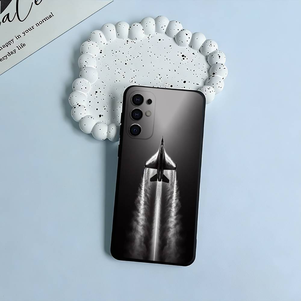 Aircraft & Sky Black Soft Silicone Phone Case for Samsung S25, S24, S21, S22, S23, S30, Ultra, S20, Plus, FE, Lite