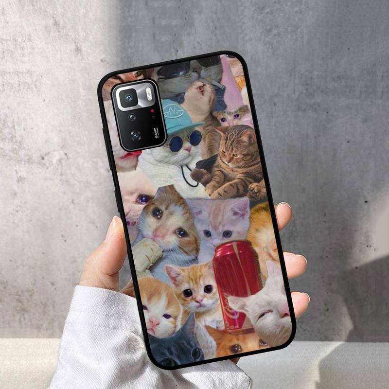 Чехол для телефона «Плачущий кот с мемами» для Redmi Note 10 9 8 6 Pro 8T 5A 4X X 5 Plus 7 7A 9A K20