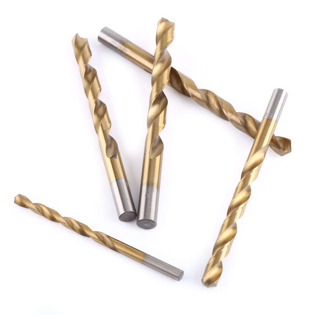 Набор из 19 шт. быстрорежущих стальных сверл с титановым покрытием, 110 мм, прямой хвостовик