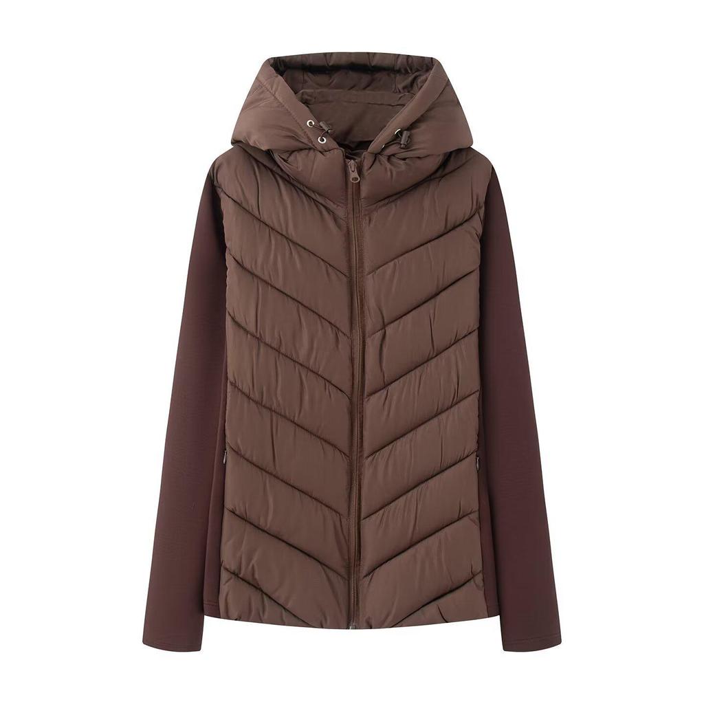 Z Cross-border European & American-Style 2025 Women's Patchwork Long Sleeve Stand Collar Cotton-Padded Jacket