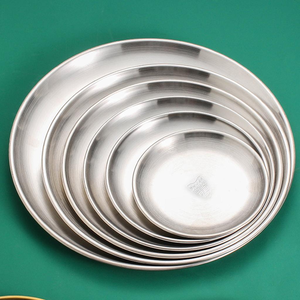 Set of 4 Elegant Meal Dish Set 304Stainless Steel Serving Plates Dinner Plate Suitable for Entertaining and Daily Use