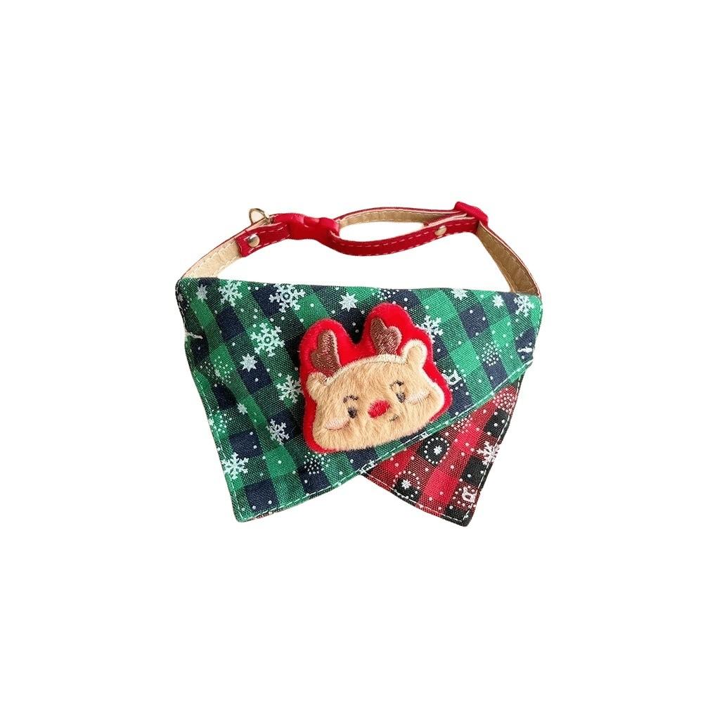 Adjustable Strap Plaid Triangle Scarf Soft Cloth Cat Dog Neckerchief Daily Walking