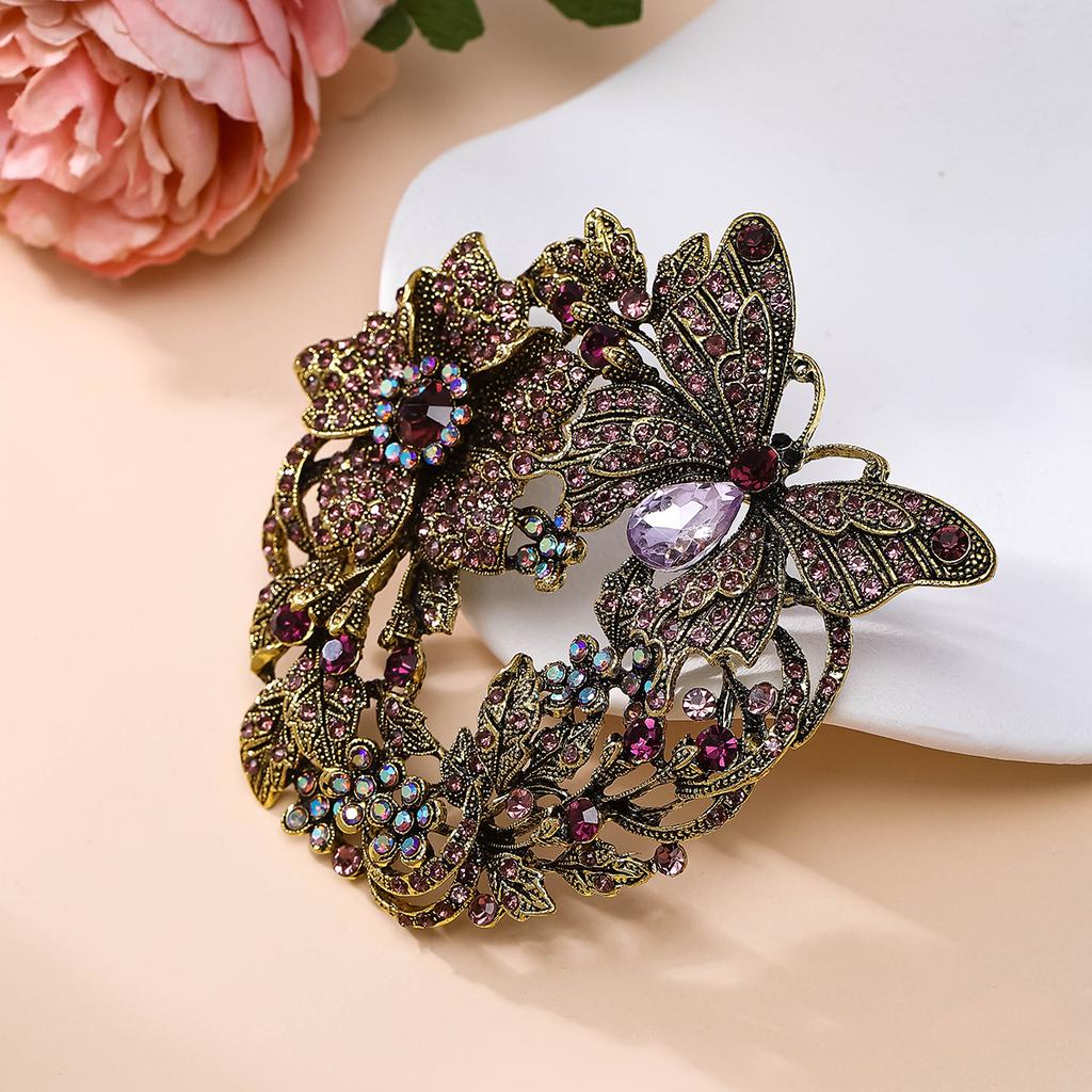 Baroque Vintage Butterfly Wreath Brooch Pins Coat Accessories Suit Corsage