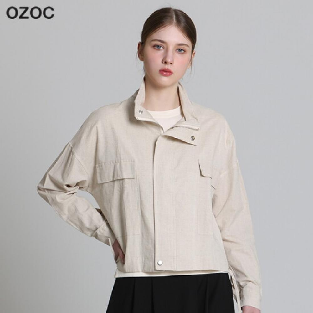Ozoc Linen Blended High Neck Zip Up Jumper Model 138000 Krw