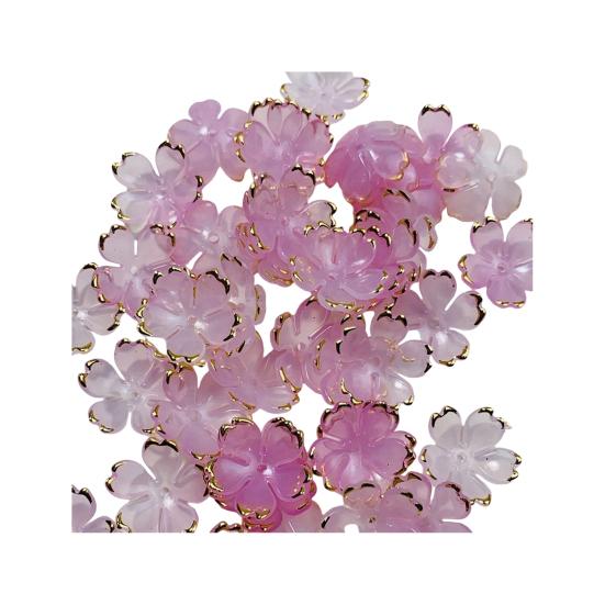 50 шт. Акриловые бусины в виде цветков сакуры, позолоченные бусины-разделители в виде цветов, DIY, ручная работа, для изготовления колье, браслетов, ювелирных изделий, цветочные шармы с 5 лепестками