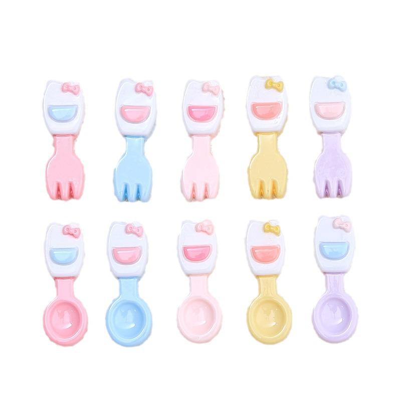 Набор аксессуаров из смолы своими руками: Пряжки для обуви с героями мультфильмов, крем-клей, шпилька для волос, разноцветные украшения в виде ложки в виде котенка