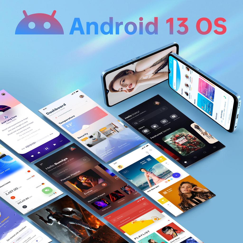 Oukitel Смартфон C35, Android 13, 24 ГБ ОЗУ(12+12)+ 256 ГБ ПЗУ, 6,56-дюймовый HD+, аккумулятор 5150 мАч, камера 50 МП + 8 МП, разблокировка по отпечатку пальца + лицо