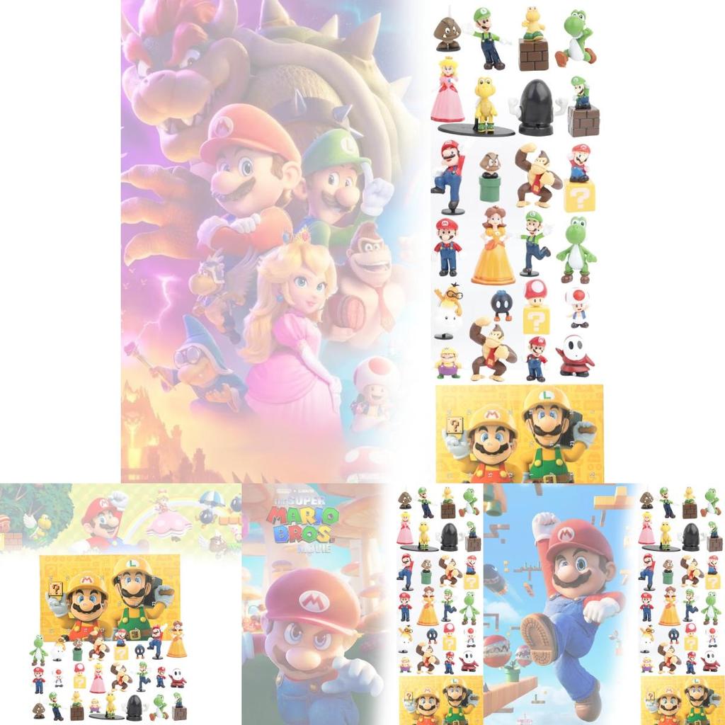 Super Mario Red And Green Mushroom Character Blind Box Figurines Set Of 24 Unique Designs