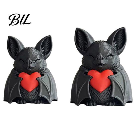 Dark Style Ornament Cute Red Heart Bat 3D Printed Halloween Decoration Novelty Tabletop Sculpture for Spooky Love Design Party Haunted House