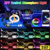 2 шт. 6 м Светодиодная RGB лента для атмосферной подсветки салона автомобиля, лампа с управлением через приложение и музыку, Bluetooth