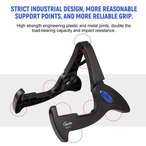 Snsowed Folding Guitar Stand, Universal Floor-Mounted A-Frame Instrument Holder for All Guitars, Acoustic, Classical, Electric, Bass, and Travel Guita