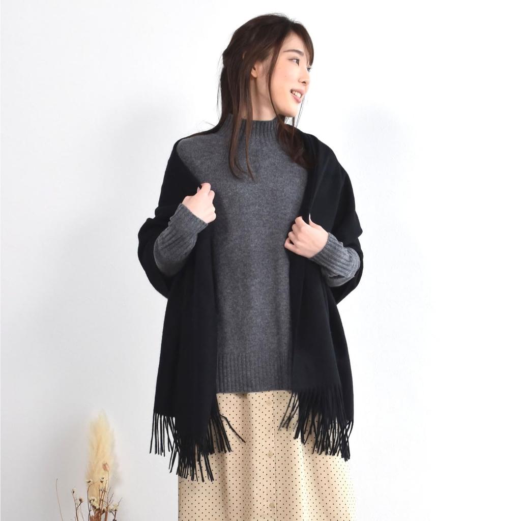 Плотный кашемировый большой размер с оригинальной коробкой Черный [Hayashiguchi] 100% палантин, [упакованный] (CS0055)