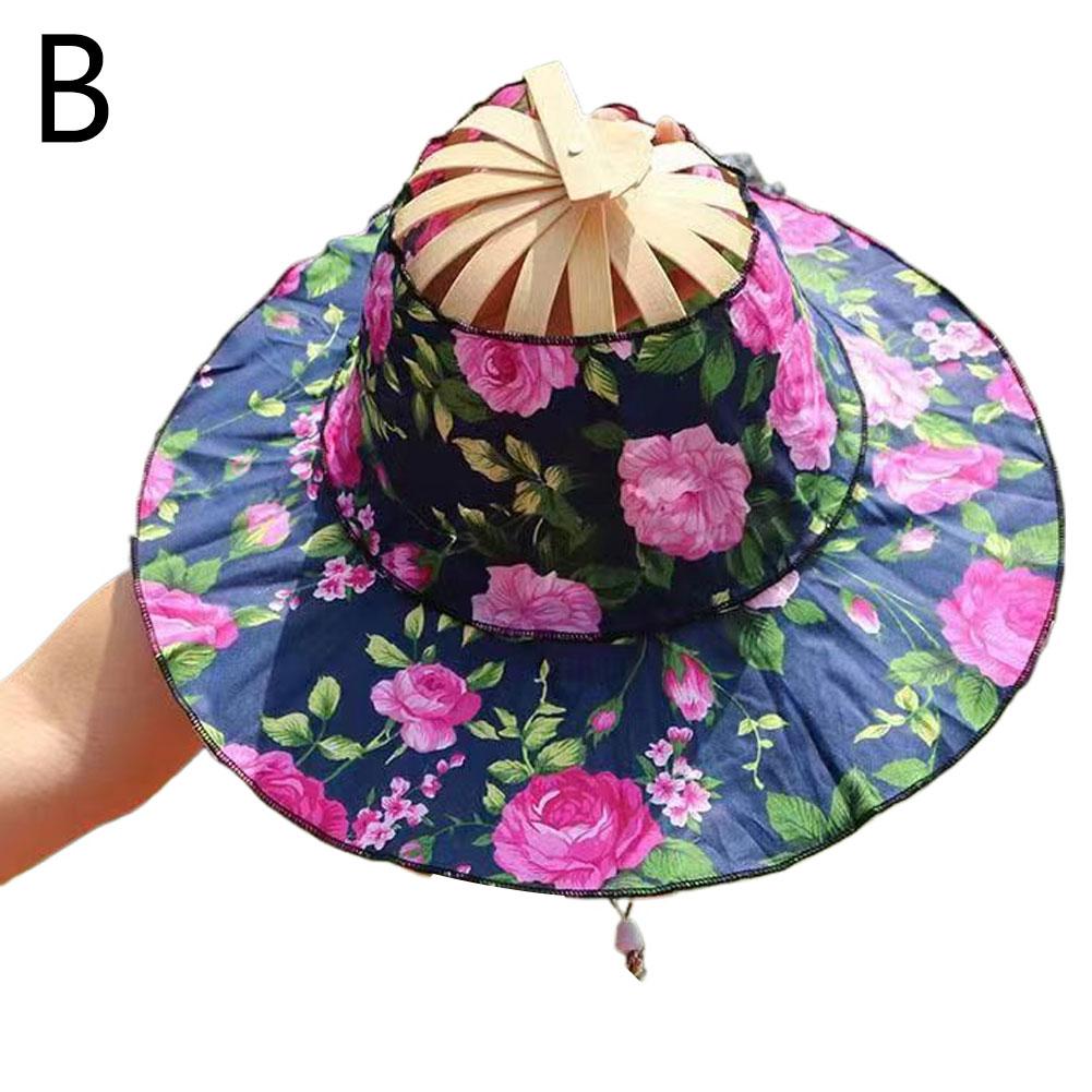 New Summer Outdoor Sports Beach Sun Shading Fashion Bamboo Fan Hat Foldable Bamboo Multifunctional Tourism Fan Hat Decoration