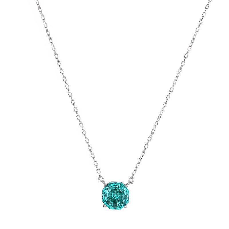 Fashion 925 Sterling Silver Colorful Zircon Rose-shaped Pendant Necklace High-end Clavicle Necklace Jewelry for Women